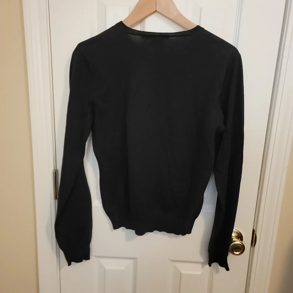 Ralph Lauren Blue Label Italian Yarn 100% Cotton Black V Neck Sweater Size L - Picture 3 of 5